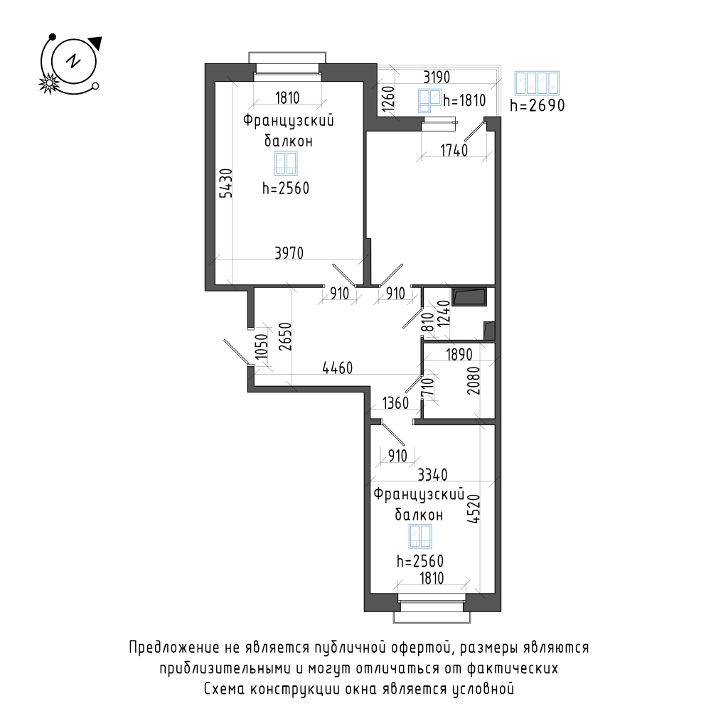 планировка двухкомнатной квартиры в Квартал Che №140
